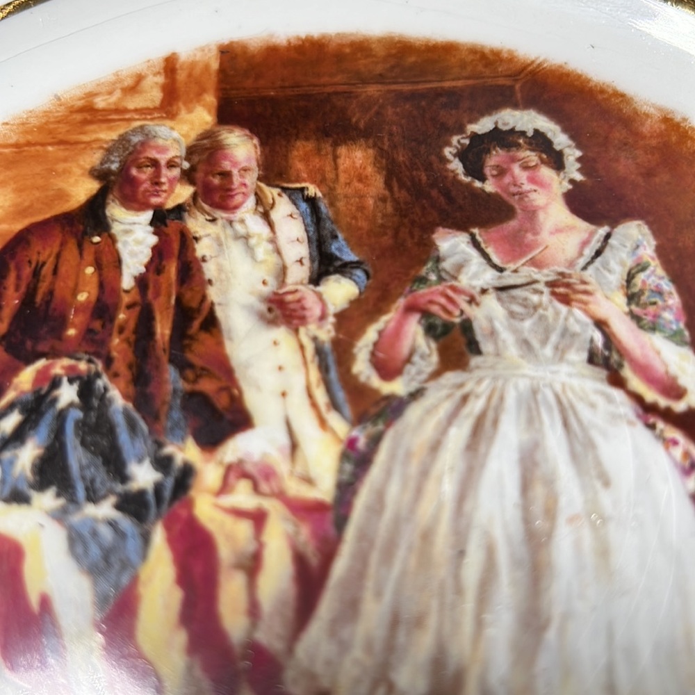 Vintage Avon 1973 Betsy Ross, Patriot Flag maker, Collector Plate Made England - Picture 3 of 7